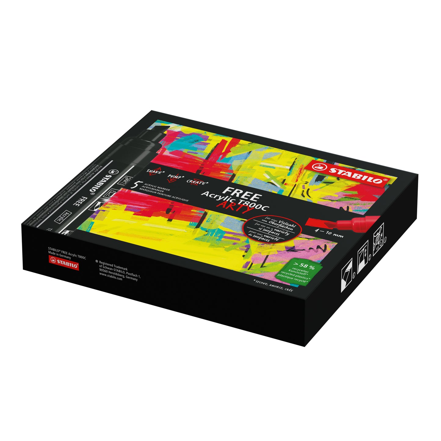 STABILO Free Acrylic Marker T800C Wit – 2-10 mm beitelpunt - 3