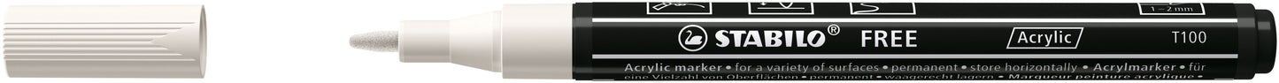 STABILO Free Acrylic Marker T100 Wit – 1-2 mm fijne punt