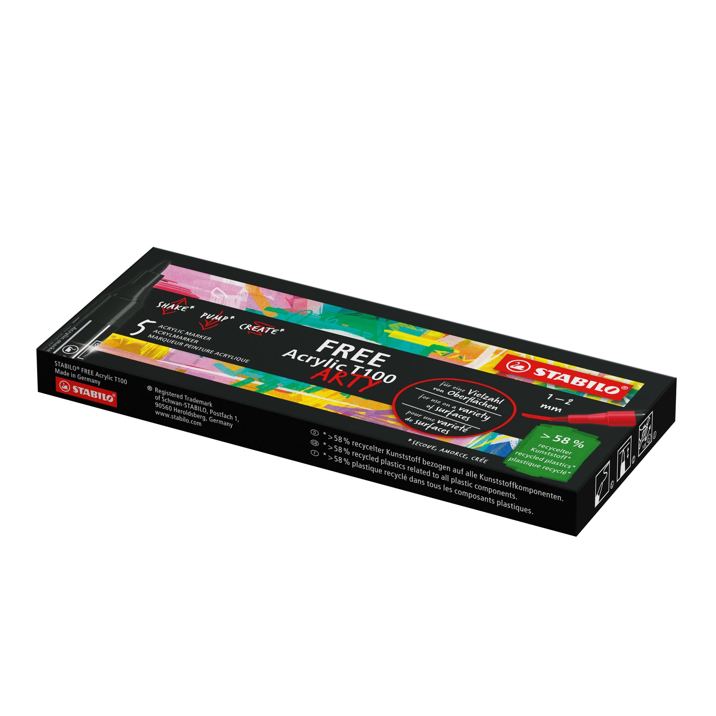 Acrylmarker STABILO Free Acrylic T100 Zwart met fijne punt - 3