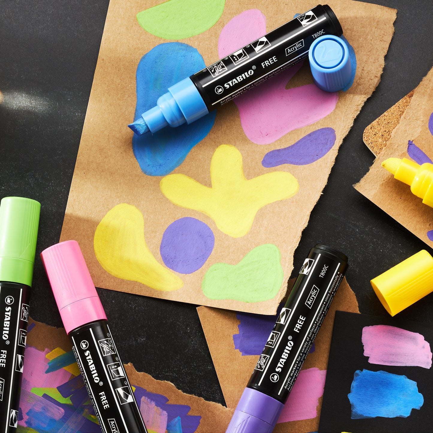 Stabilo Free Acrylic Marker T800C Zeegroen, grote beitelpunt 2-10 mm - 4