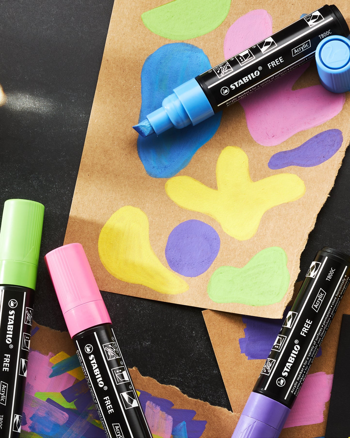 Stabilo Free Acrylic Marker T800C Zeegroen, grote beitelpunt 2-10 mm - 6
