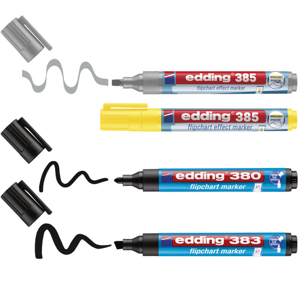 Edding 385 & 380 Flipchart Markerset 4 Stuks, Assorti Kleuren - 2