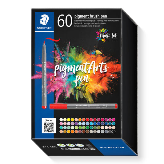 Staedtler Pigment Brushpen Set 60 Kleuren, Waterbasis, Recycled Housing