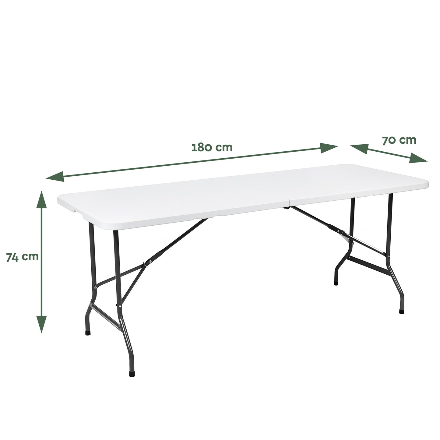 Vouwtafel BRASQ 180x70x74cm wit, inklapbaar met 2 hoogtestanden - 2