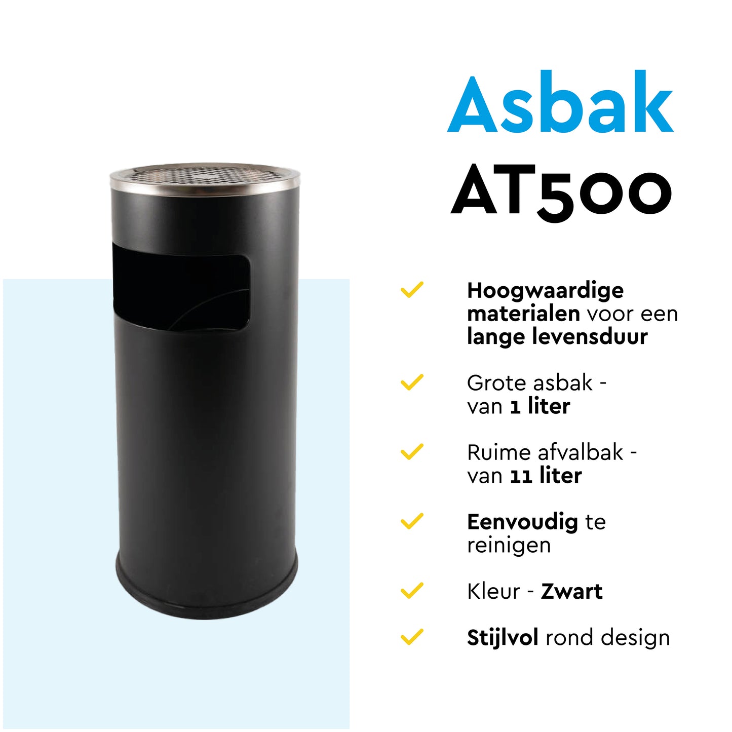 BRASQ 11L Zwarte Afvalbak met Asbak voor Buitengebruik - 6