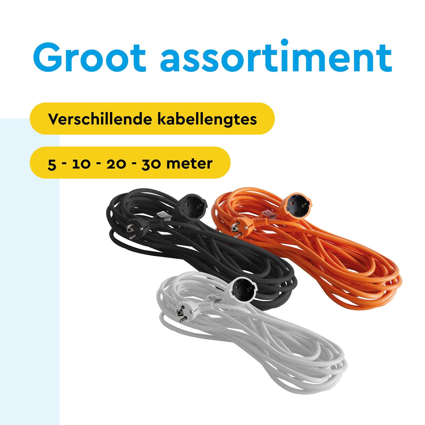 BRASQ 30 meter verlengsnoer, oranje, 16A, 3500W - 7
