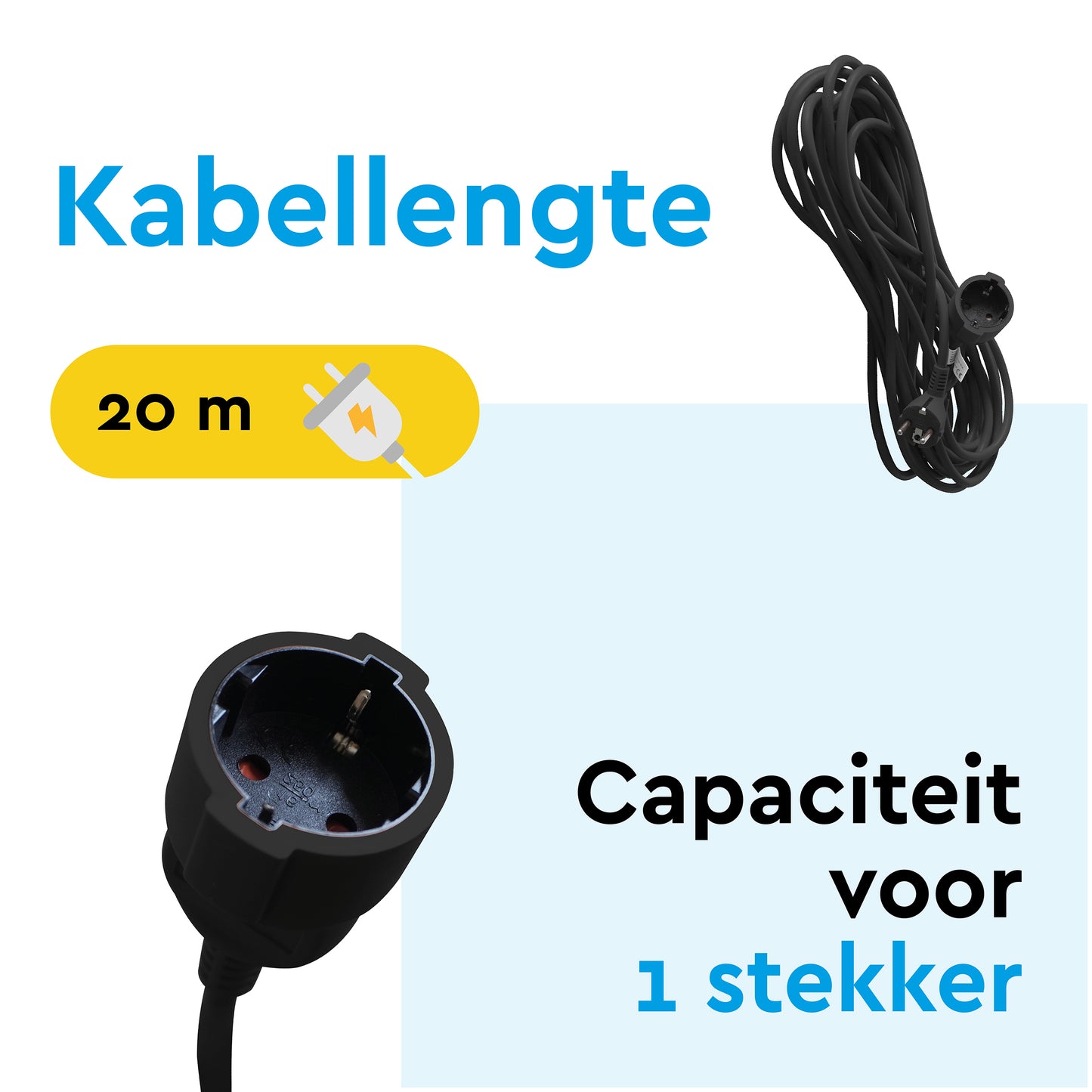 Verlengkabel BRASQ 20 meter zwart met kinderbeveiliging - 2