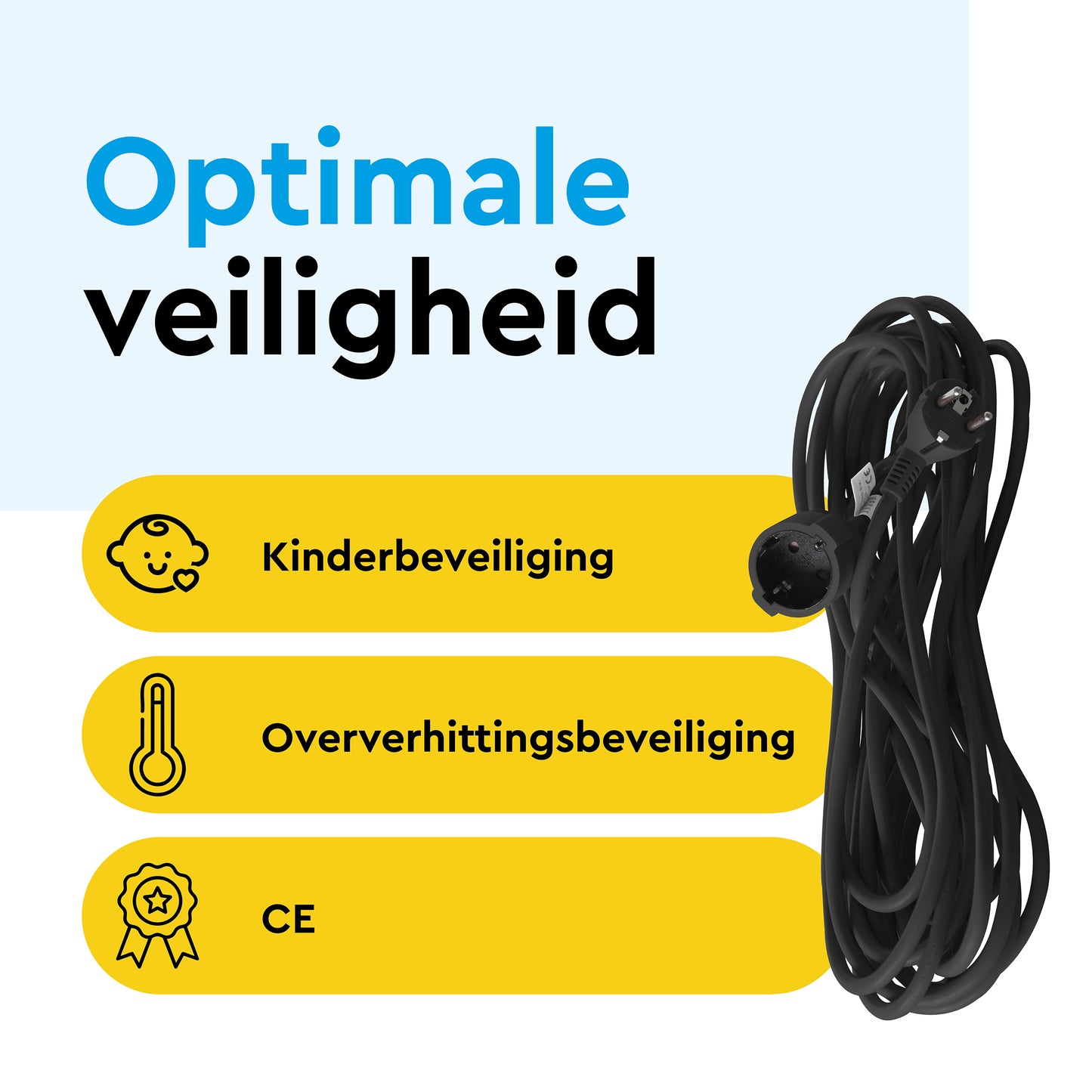 Verlengkabel BRASQ 20 meter zwart met kinderbeveiliging - 4