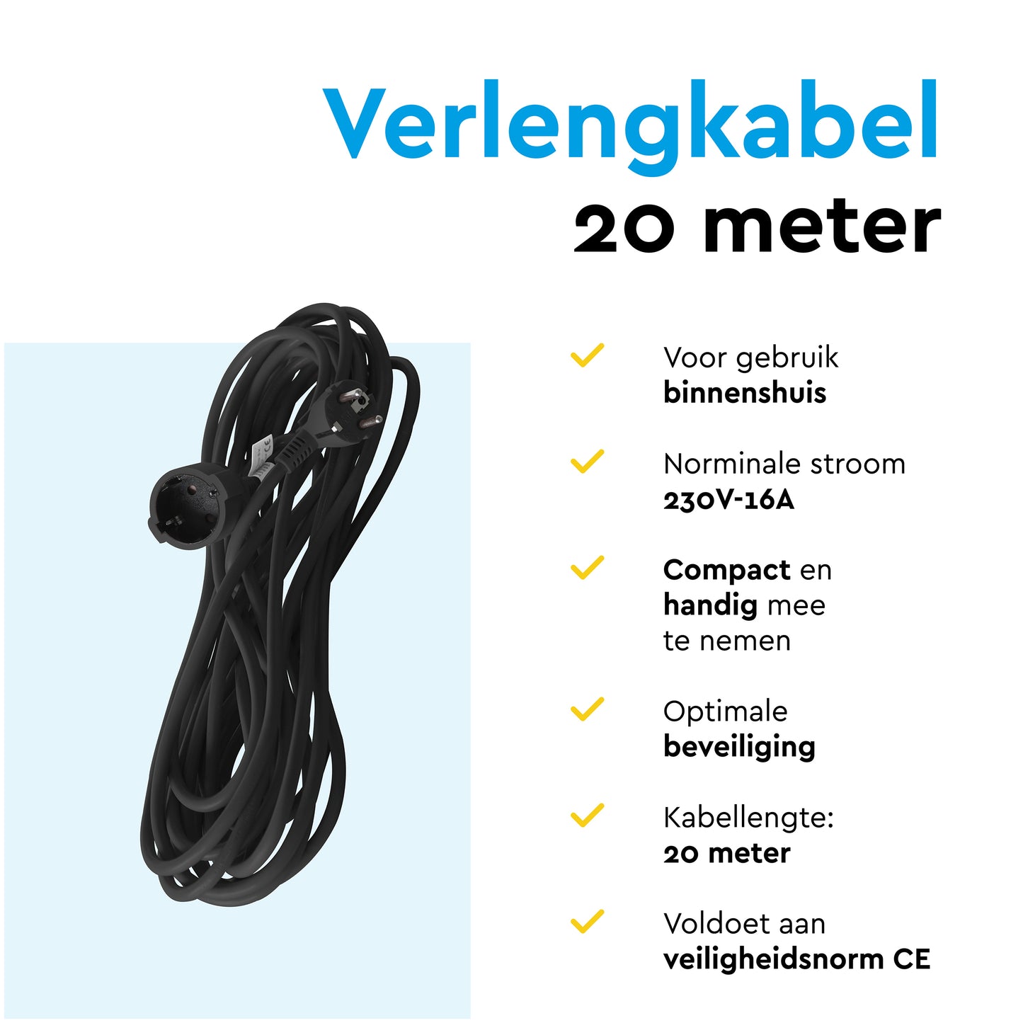 Verlengkabel BRASQ 20 meter zwart met kinderbeveiliging - 5
