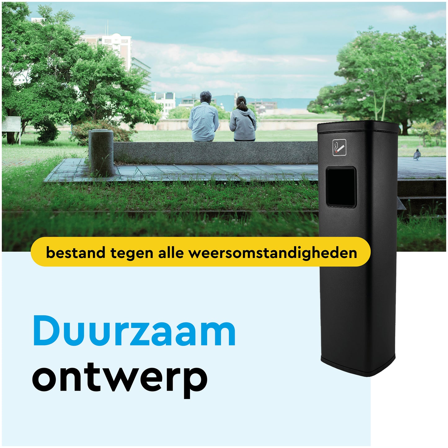 Afvalbak met asbak BRASQ 20 liter zwart - 3