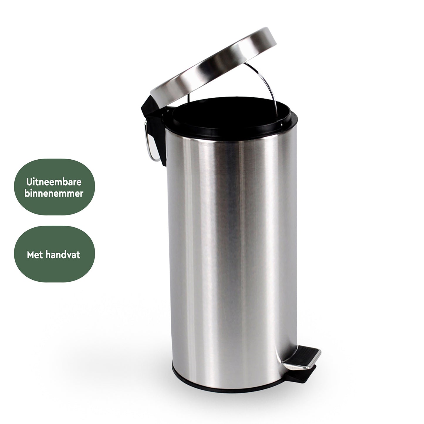 Afvalbak BRASQ pedaalemmer 30 liter RVS - 4