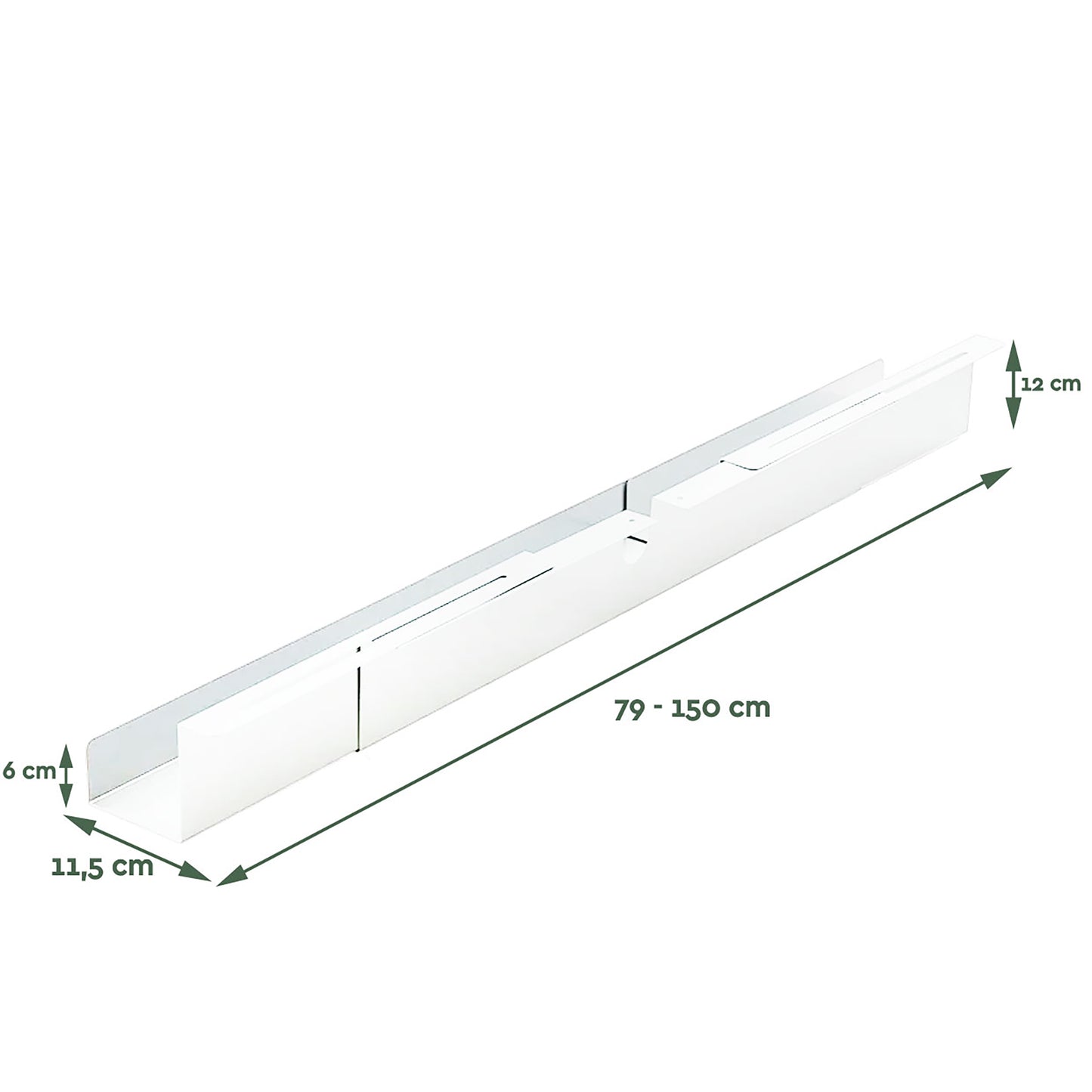 BRASQ Verstelbare Kabelgoot 75-150cm voor onder bureau, wit - 2