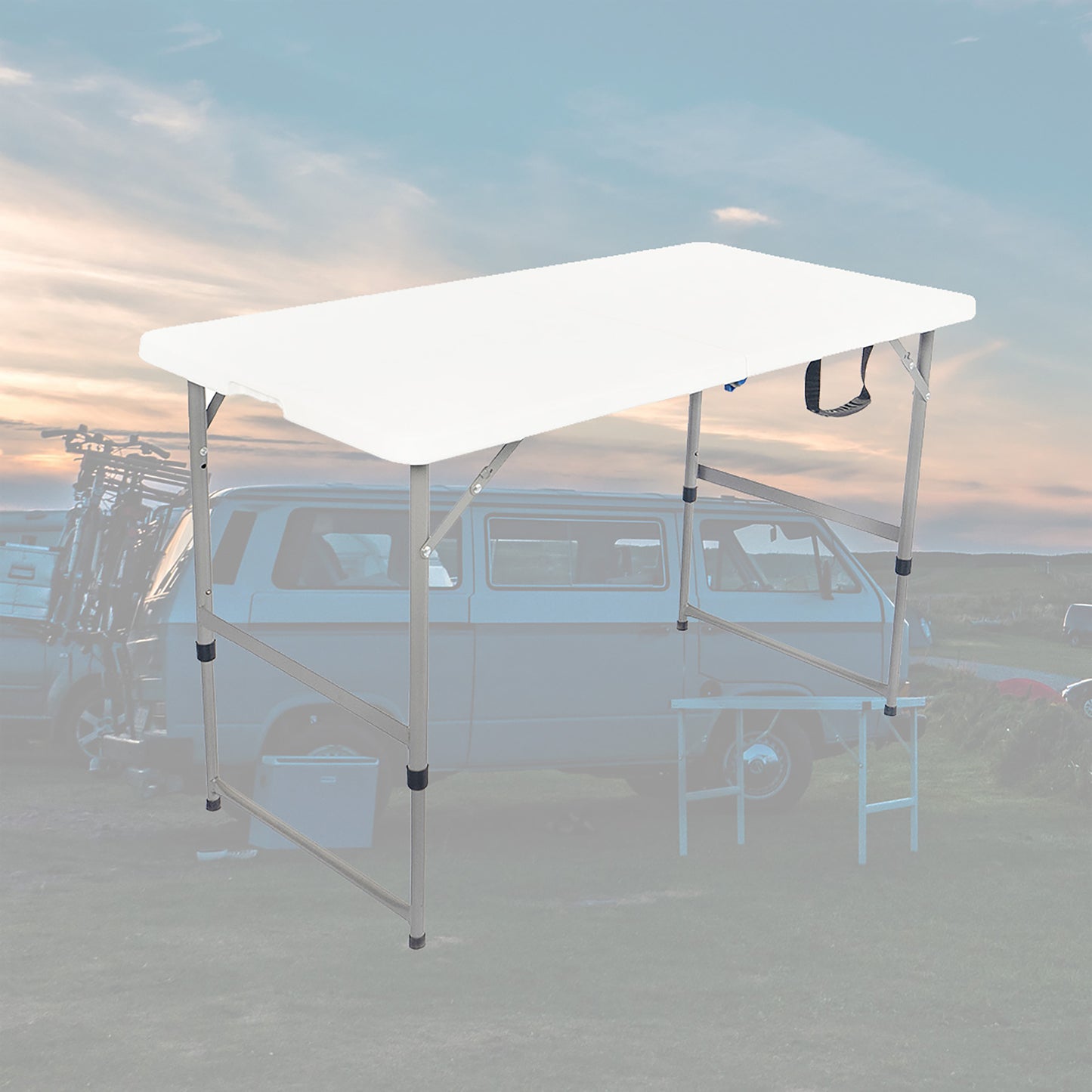 Vouwtafel BRASQ 120x60x74cm wit, inklapbaar met 2 hoogtestanden - 8
