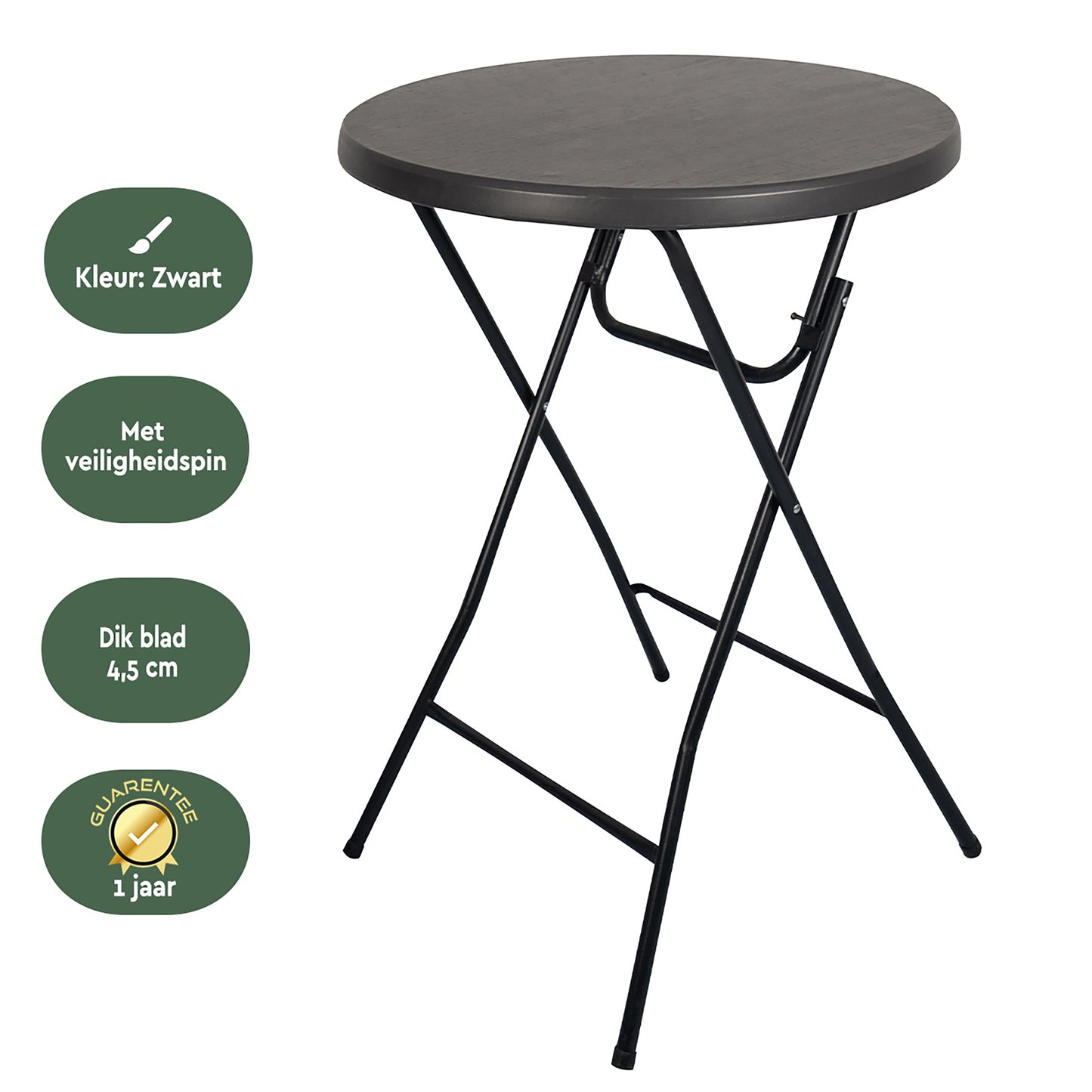 Statafel Brasq 80cm met kunststof blad en inklapbare poten - 3