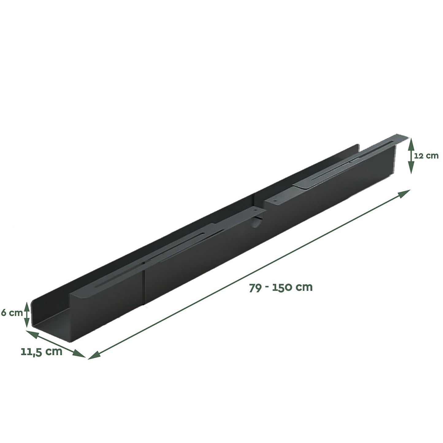 Verstelbare kabelgoot 75-150 cm zwart staal CT100 - 2