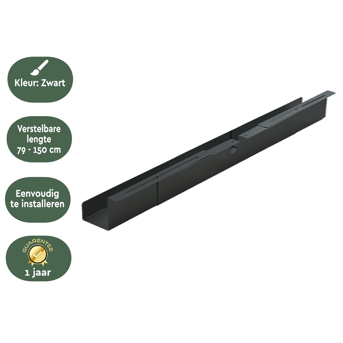 Verstelbare kabelgoot 75-150 cm zwart staal CT100 - 3