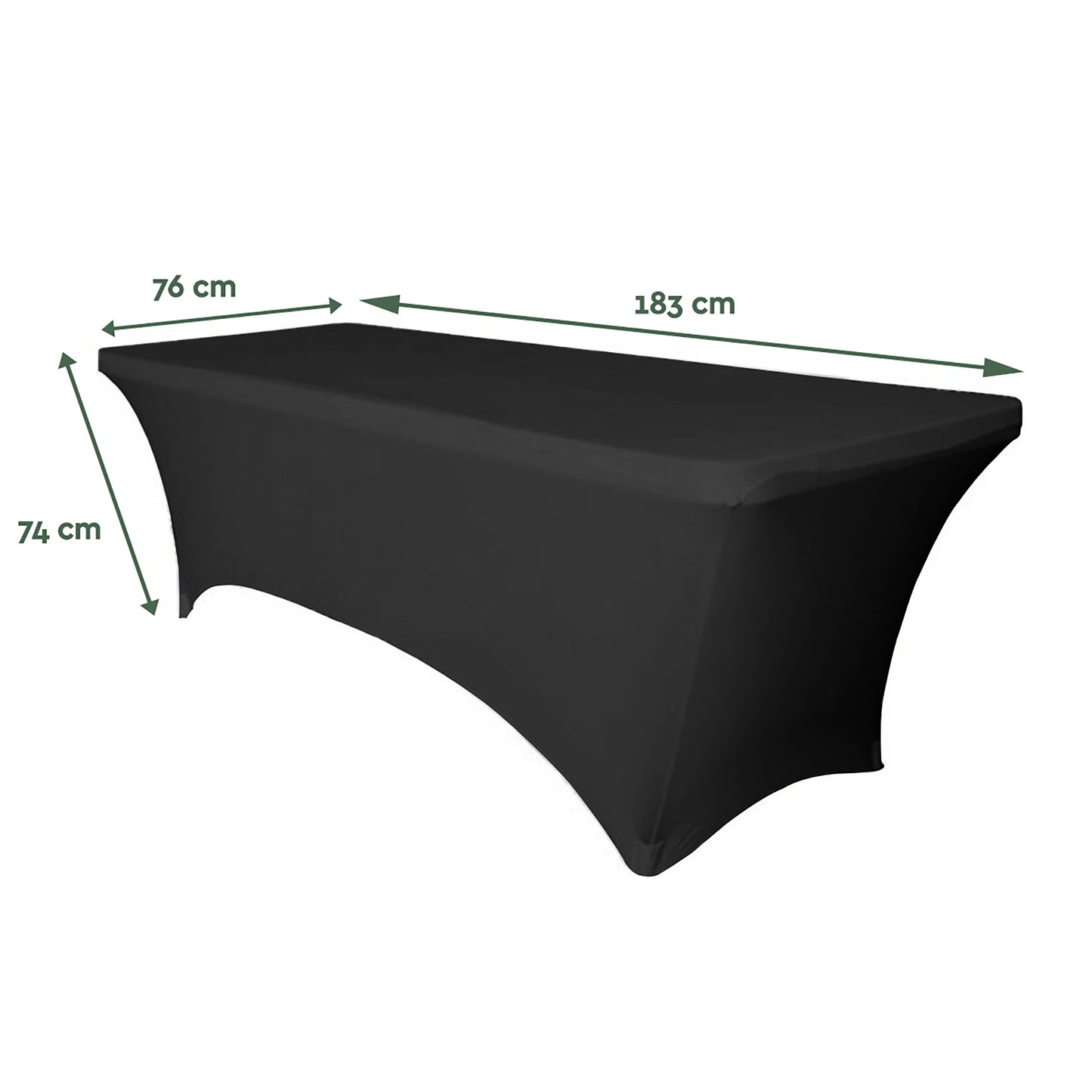 Vouwtafelhoes BRASQ 183x76x74cm, stretchstof, zwart - 2