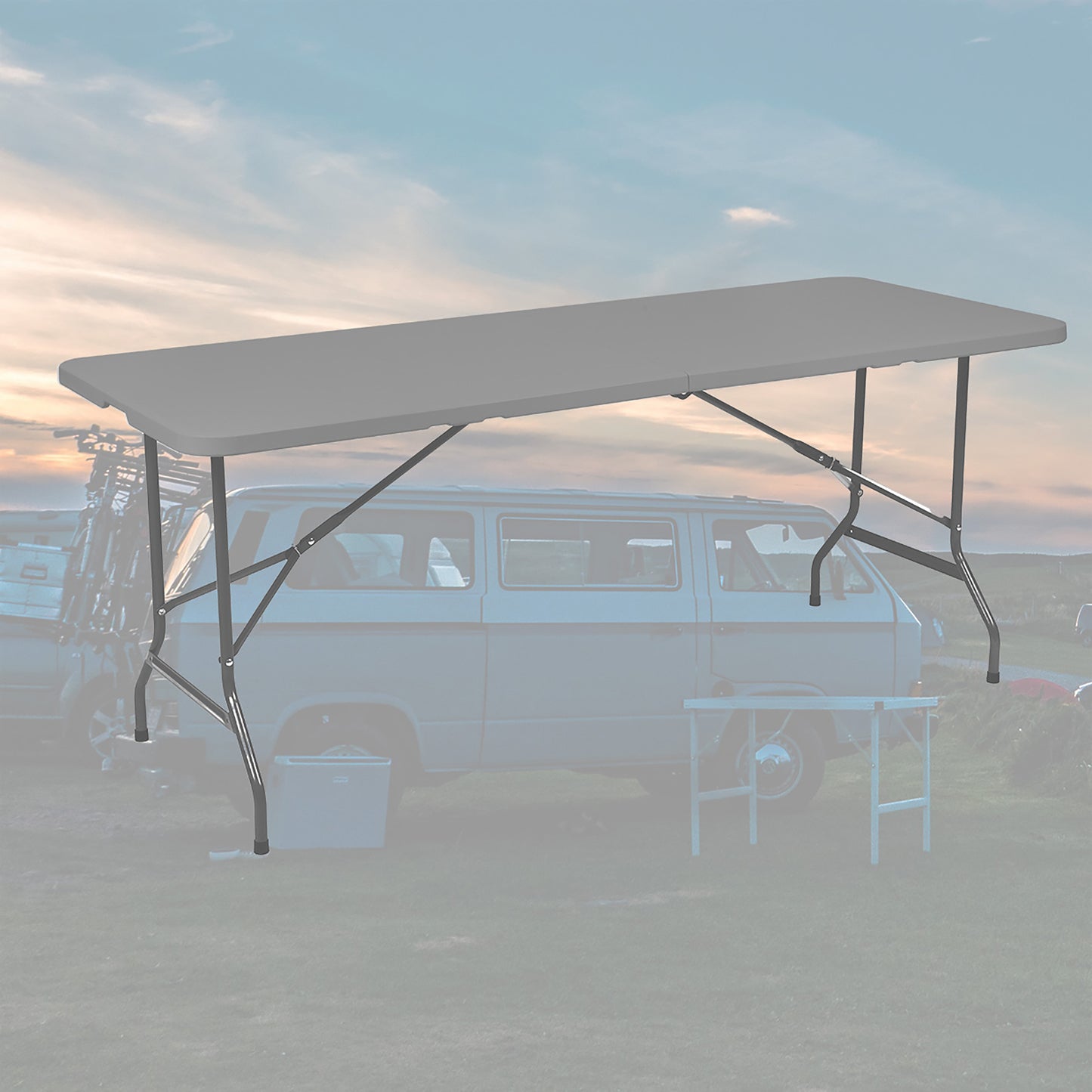 Vouwtafel Brasq 180x70x74cm met grijs kunststof blad - 8
