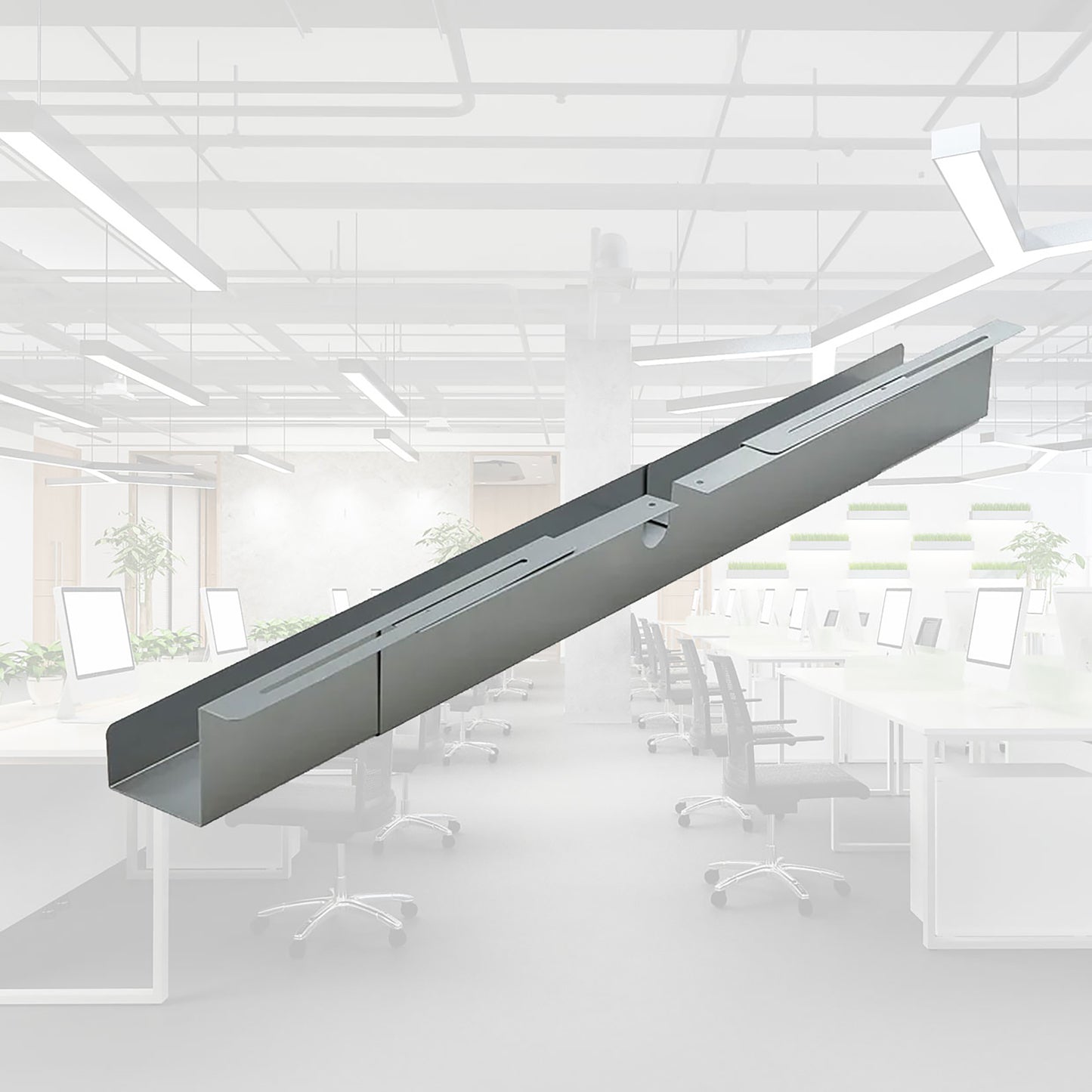 BRASQ Verstelbare Kabelgoot 75-150cm zilver voor onder bureau - 7