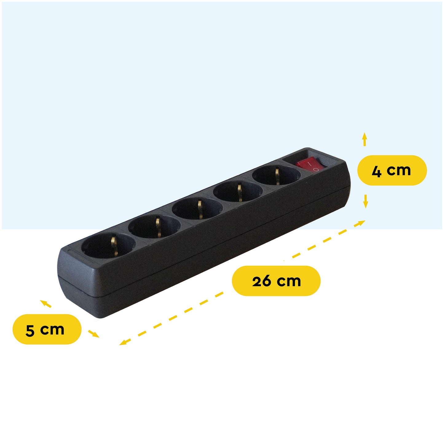 BRASQ 5-voudige stekkerdoos met schakelaar, 5 m, zwart - 2