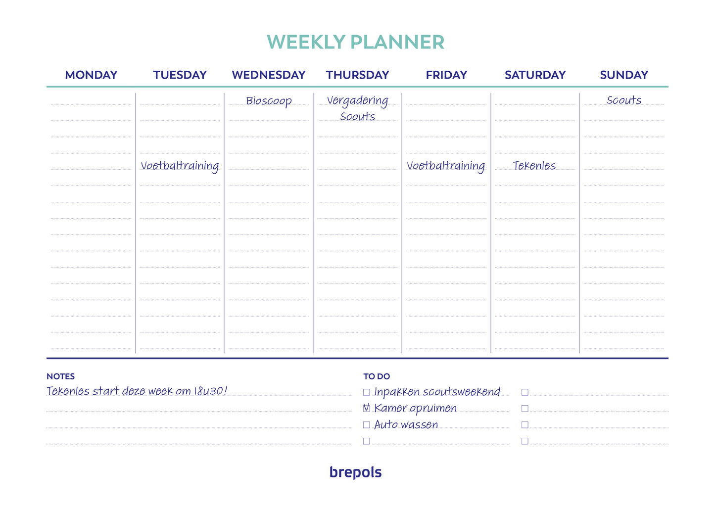 Planner Brepols Weekly Planner A4 7-dagen per pagina - 5