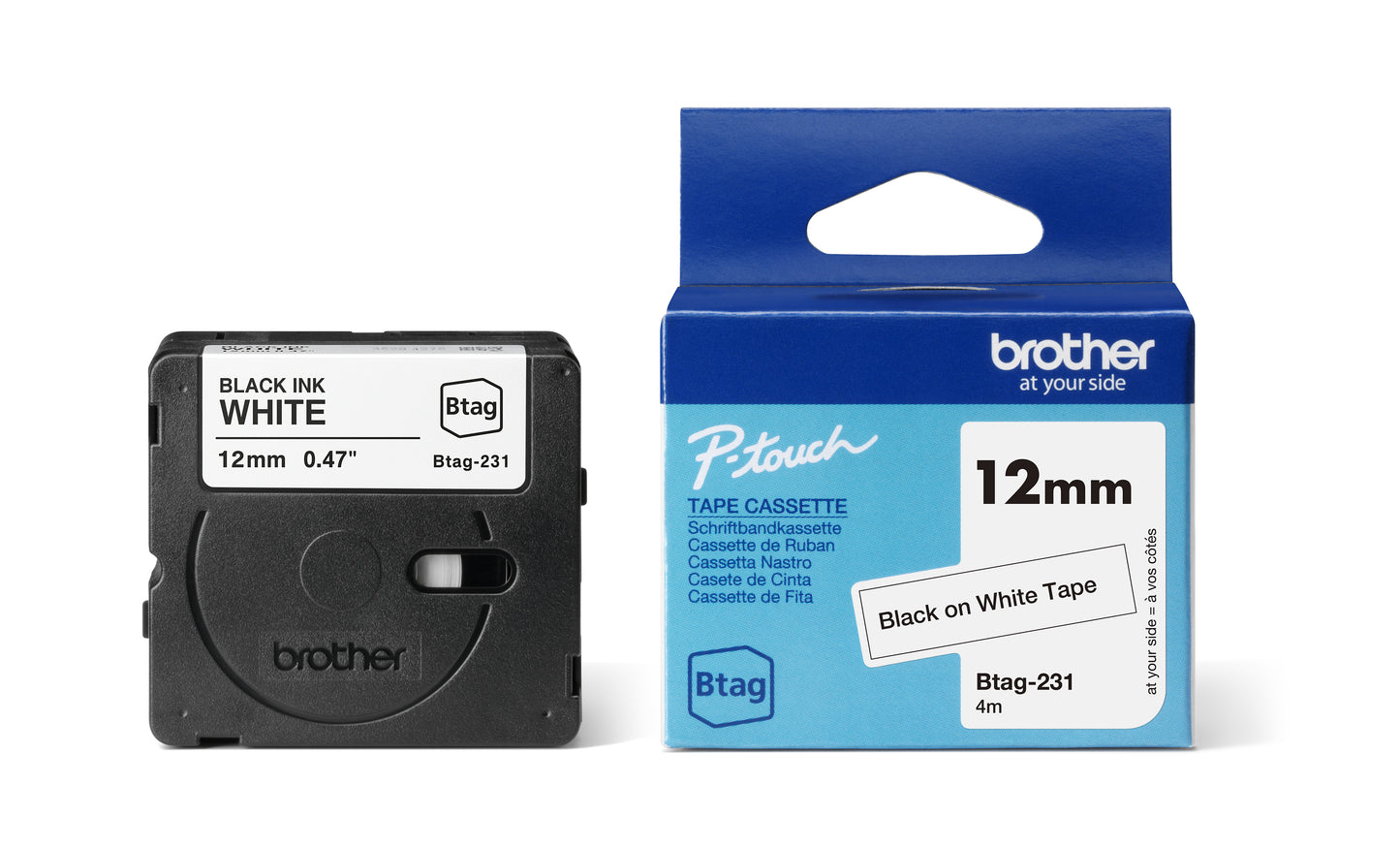 Labeltape Brother P-touch Btag231 12mm Wit met Zwarte Tekst - 3