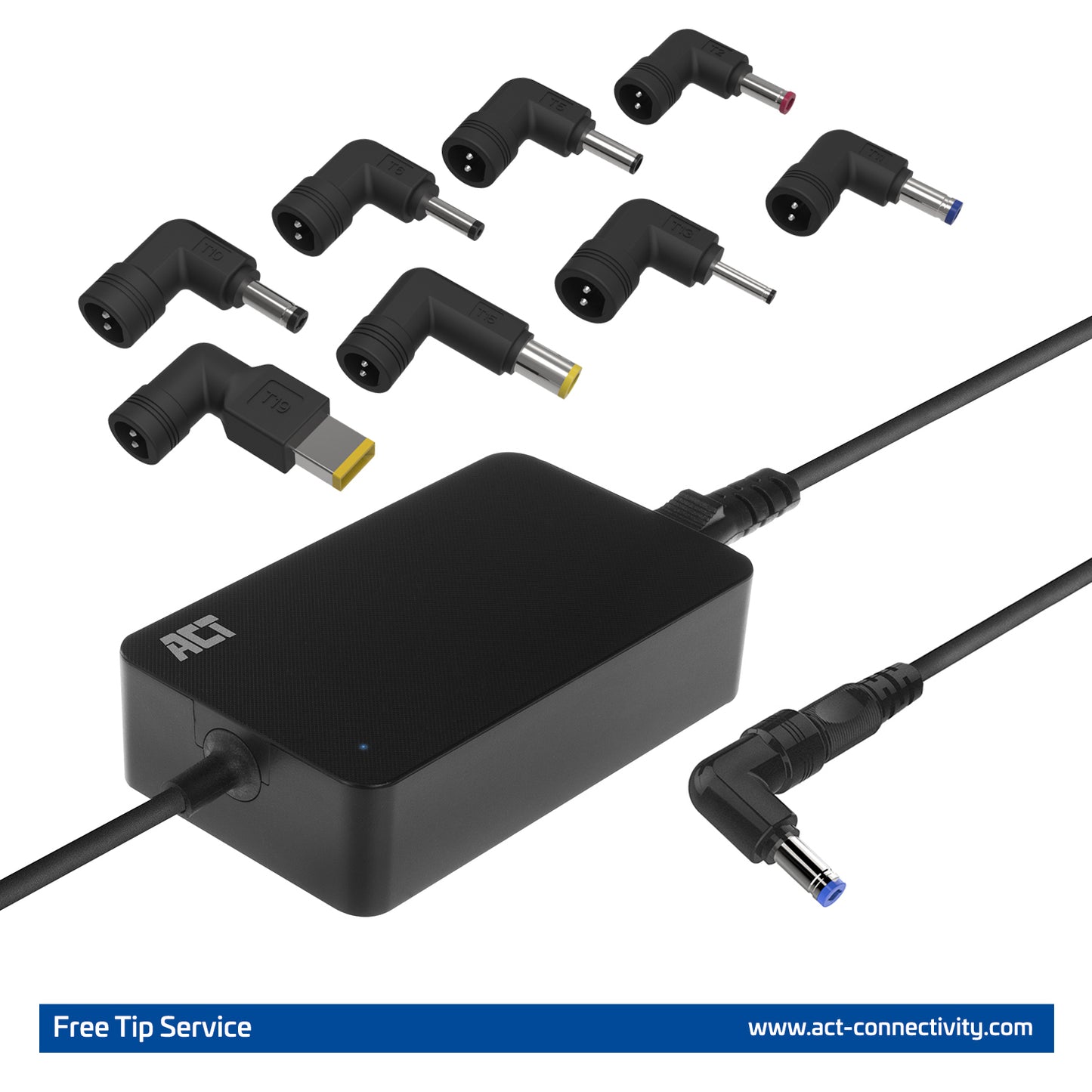 Compacte 65W Laptopoplader voor laptops tot 15,6 inch met 8 tips en lange kabel - 3