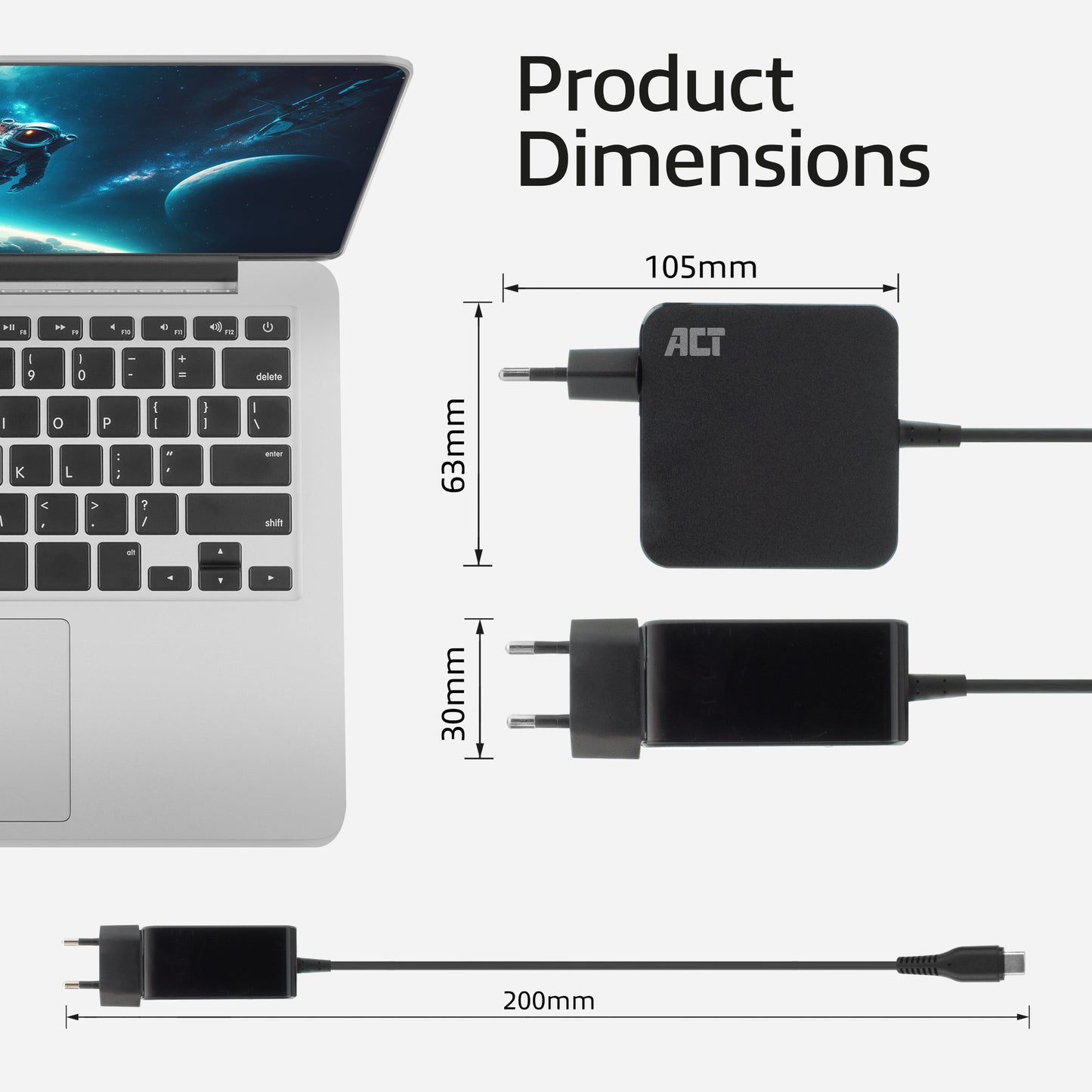 USB-C laptoplader 65W met Power Delivery en 2 meter kabel - 7