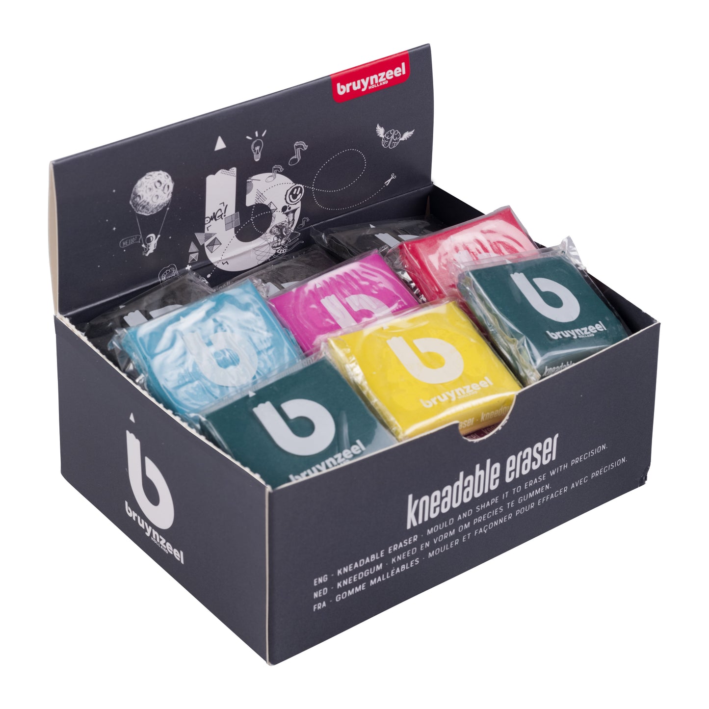 Kneedgum Bruynzeel in display – 36 stuks, assorti