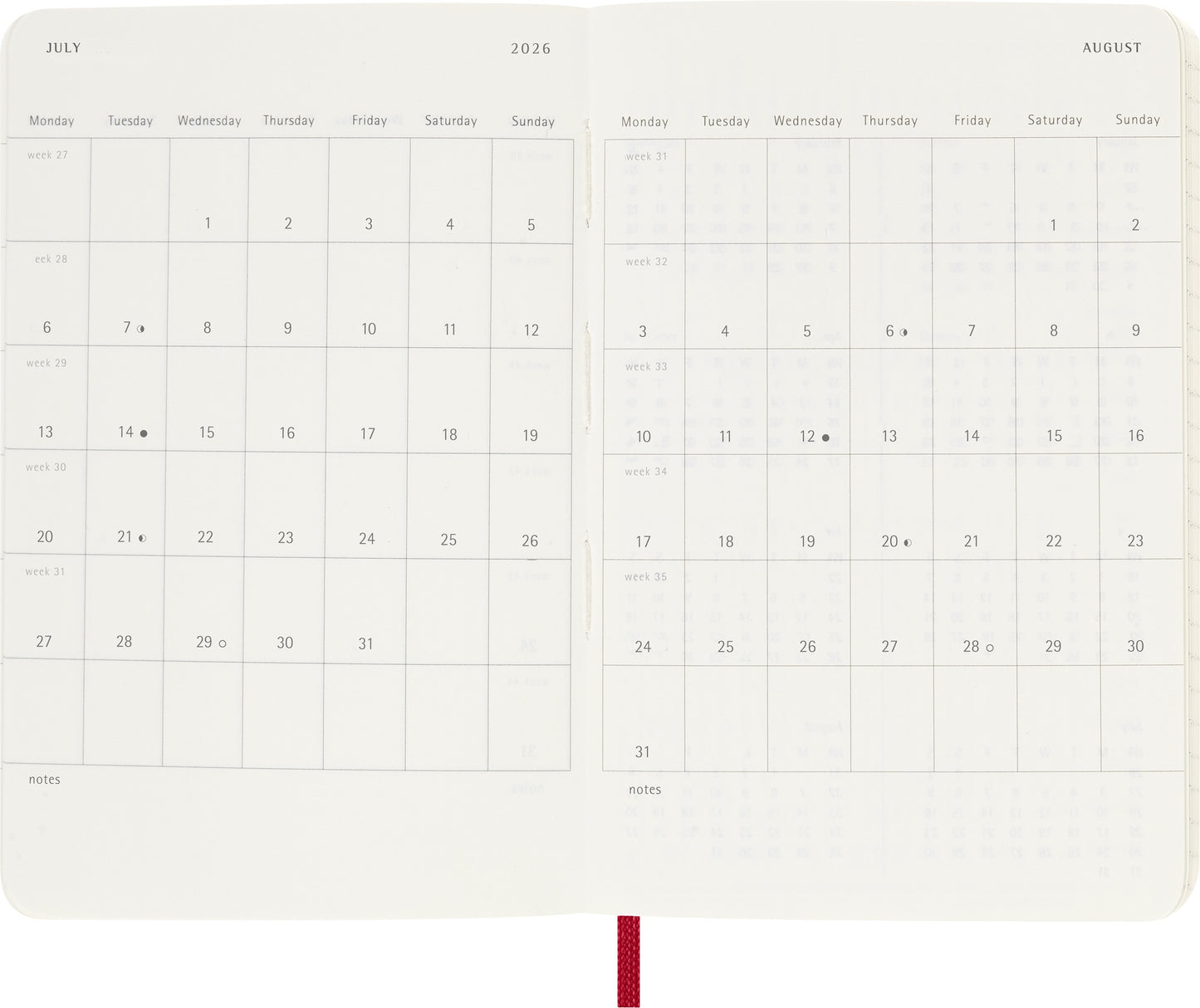 Agenda 2026 Msk Plan Week 7-dagen per pagina, Pocket Scarlet Red - 4