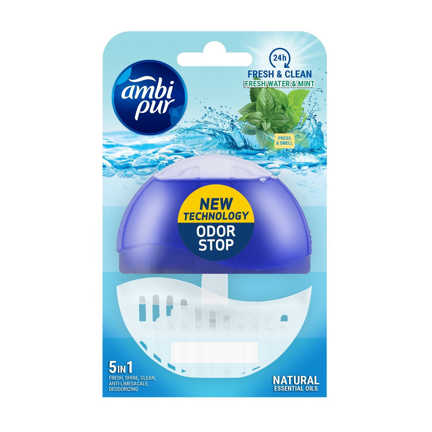 Ambi Pur FreshWater & Mint Toiletblok Starterkit met houder en navulling