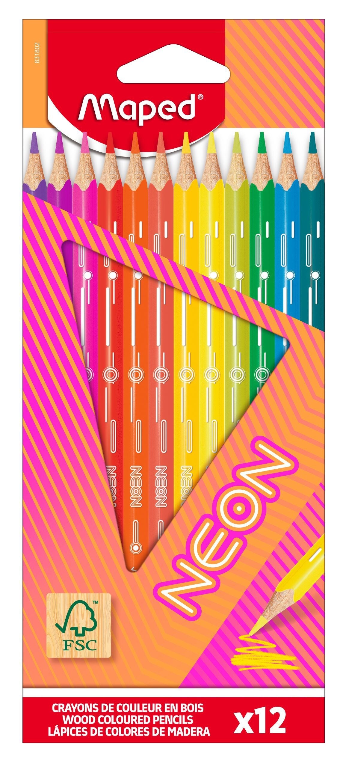 Kleurpotlood Maped Neon 12 kleuren