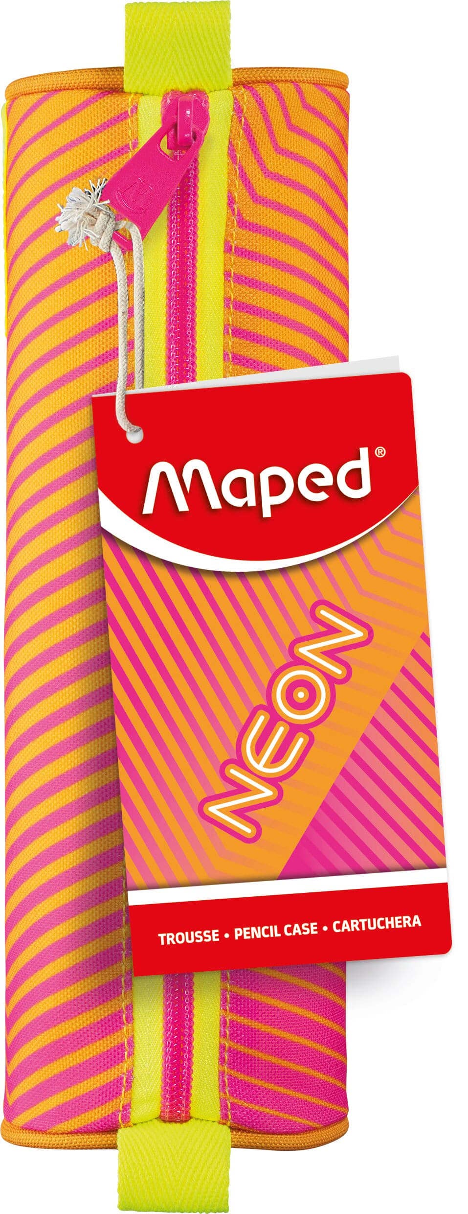 Maped Neon rond pennenetui in oranje en roze, 22,5 cm - 2