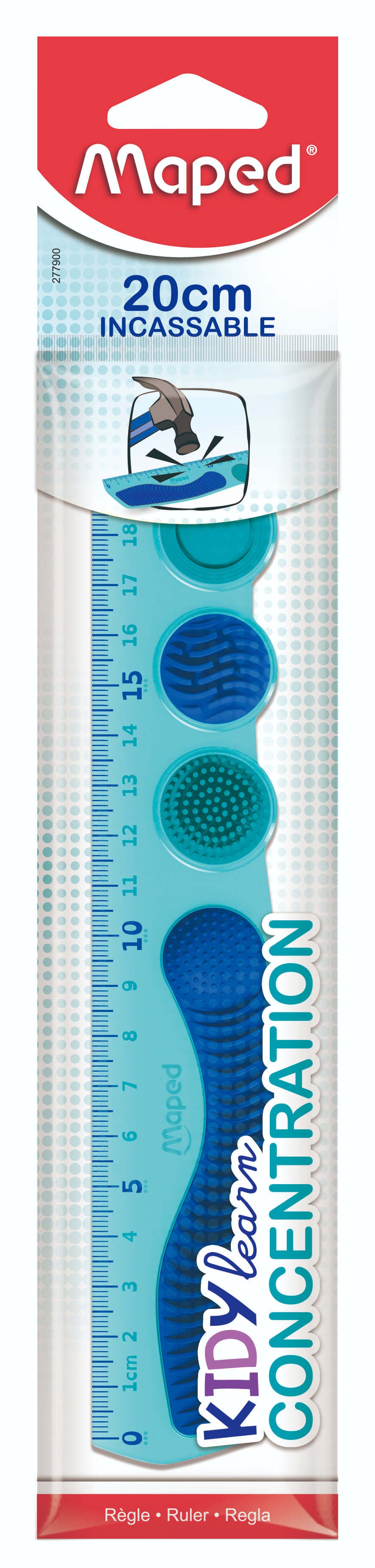 Liniaal Maped Kidy Learn 20 cm blauw met sensorische elementen