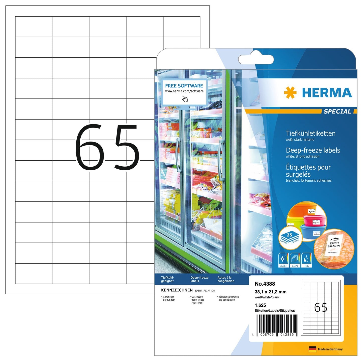 Herma 4388 Etiket 38,1x21,2 mm diepvries wit 1625 stuks