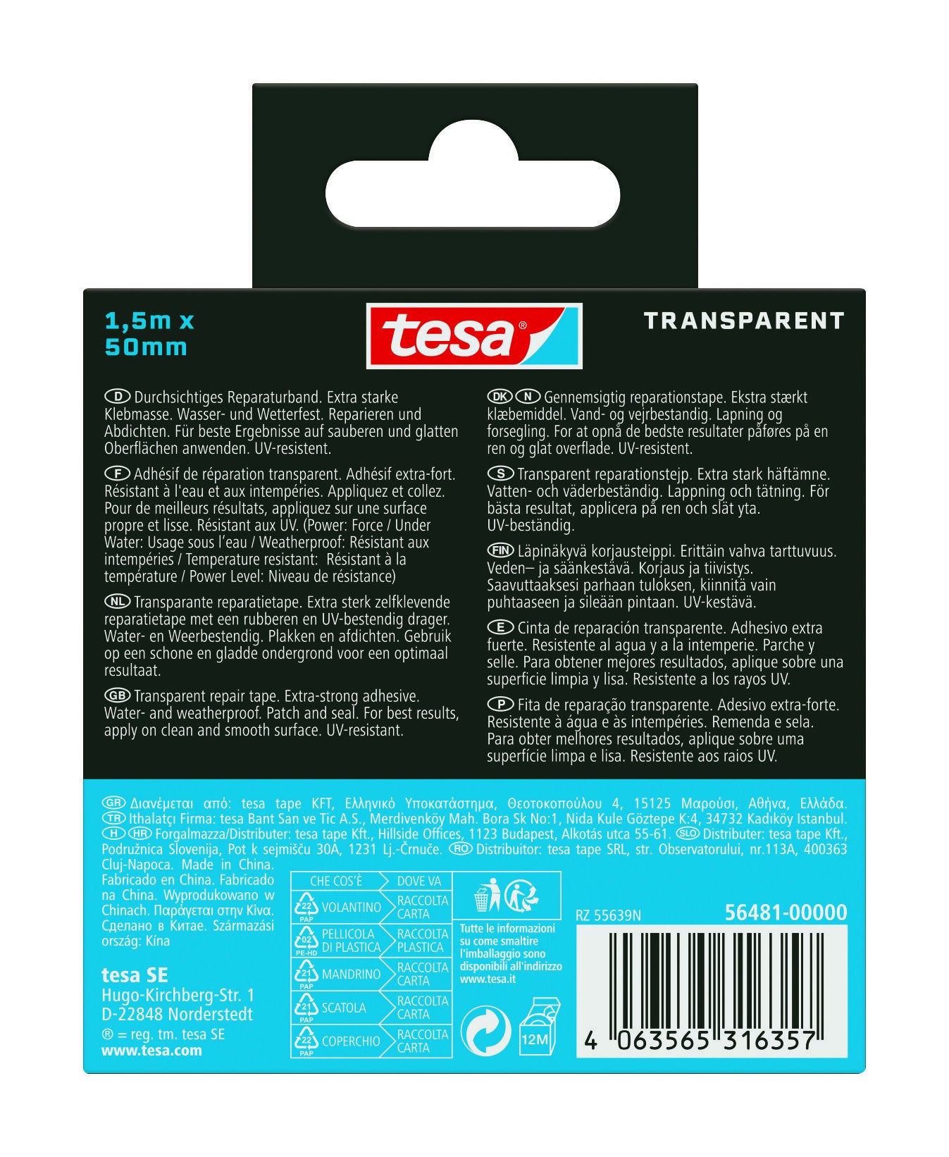 Reparatietape tesa Ultra Power Under Water 50mm x 1.5m, waterbestendig - 2