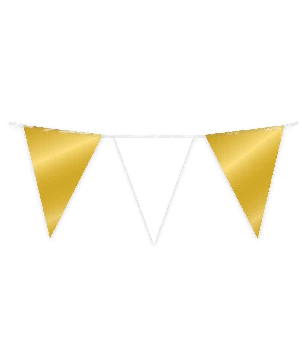 Foil feestvlaggenlijn in goud en wit, 10 meter