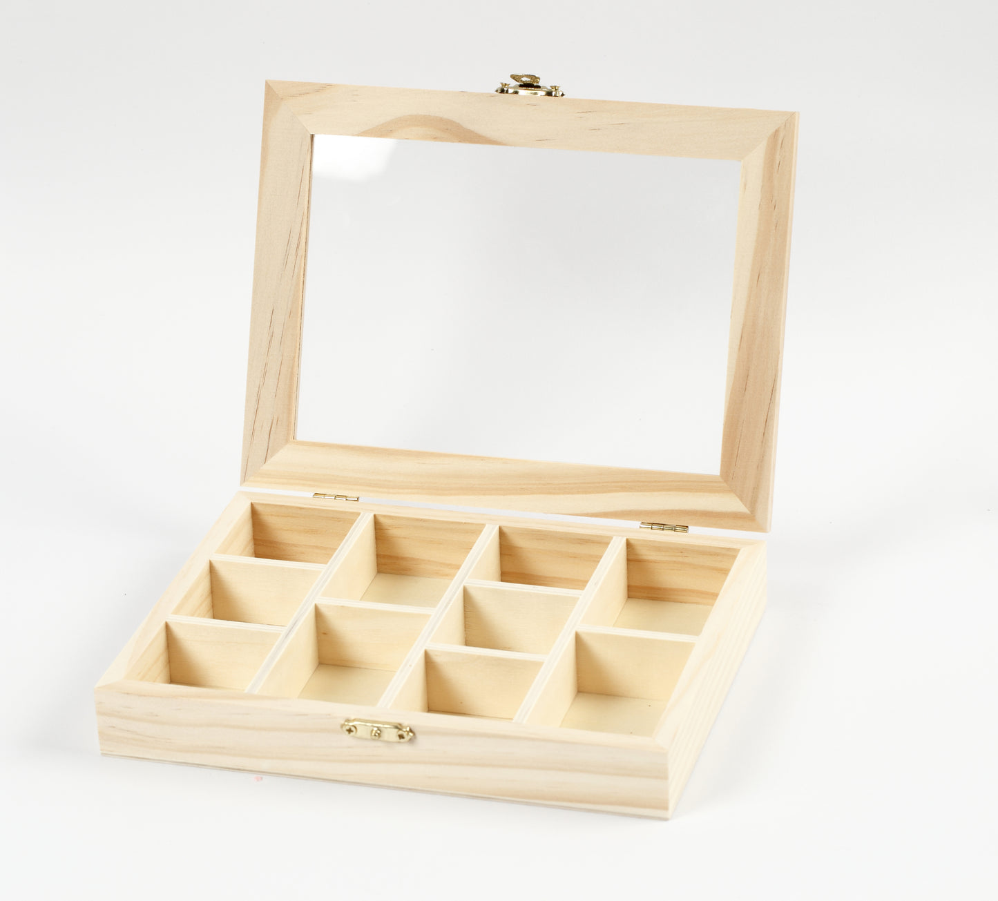 Houten Creativ Creatieve Opbergkist 15,5x20,5x3,5cm met Glazen Deksel - 2