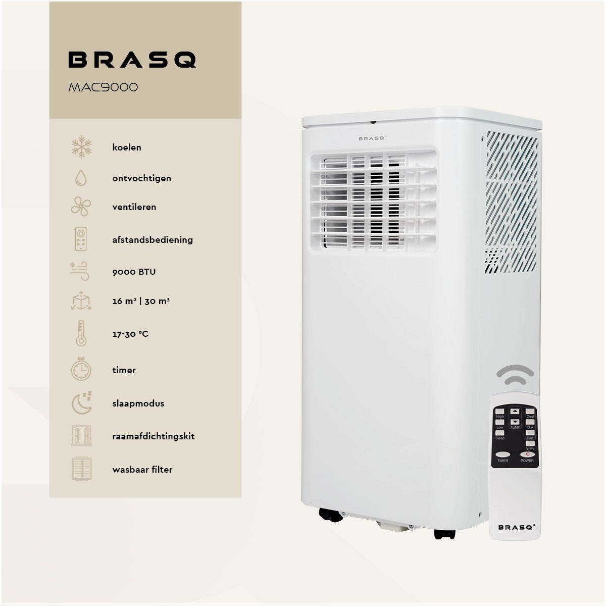 Mobiele airconditioning BRASQ MAC9000 9000 BTU wit - 8