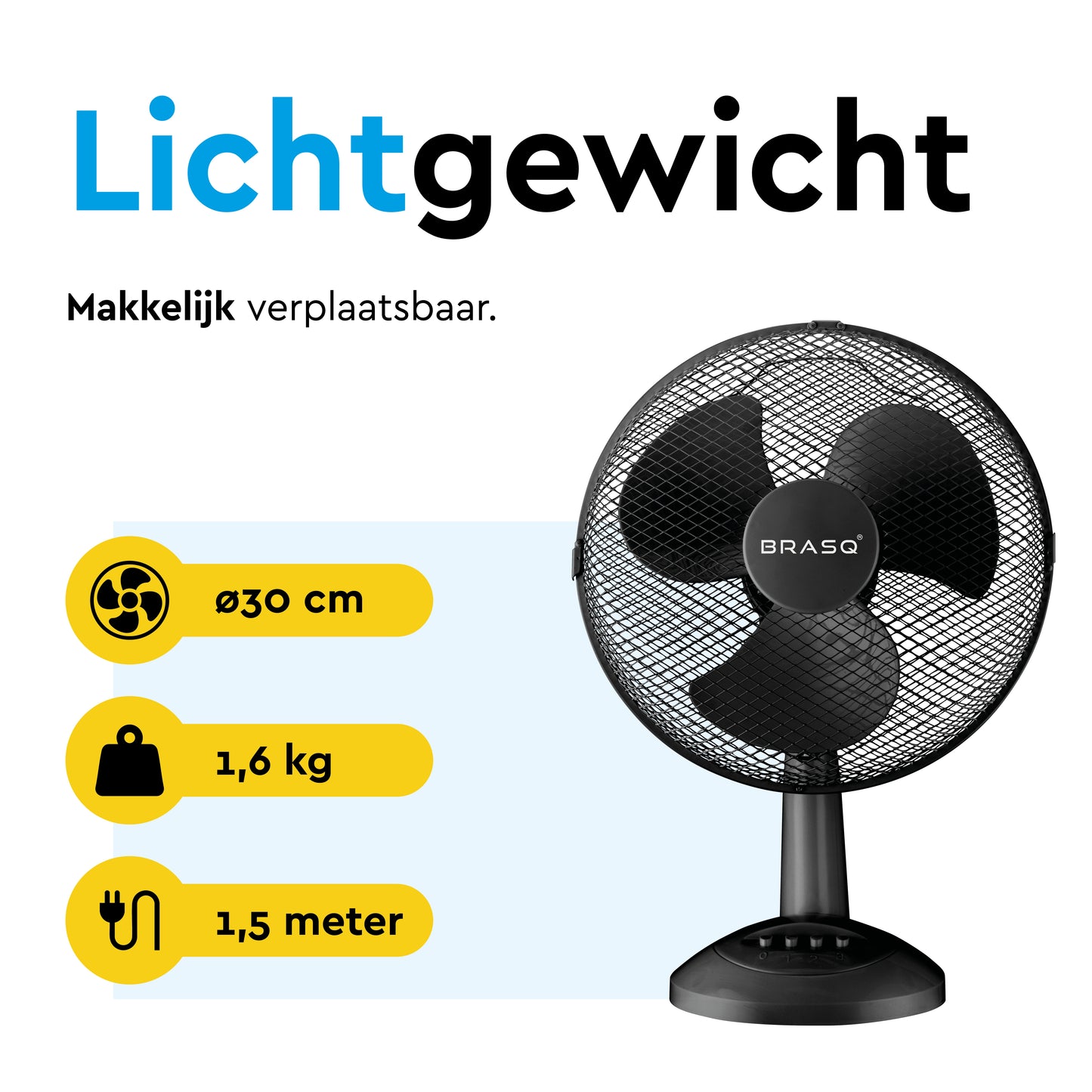 Tafelventilator BRASQ F400 Ø 30cm zwart - 7