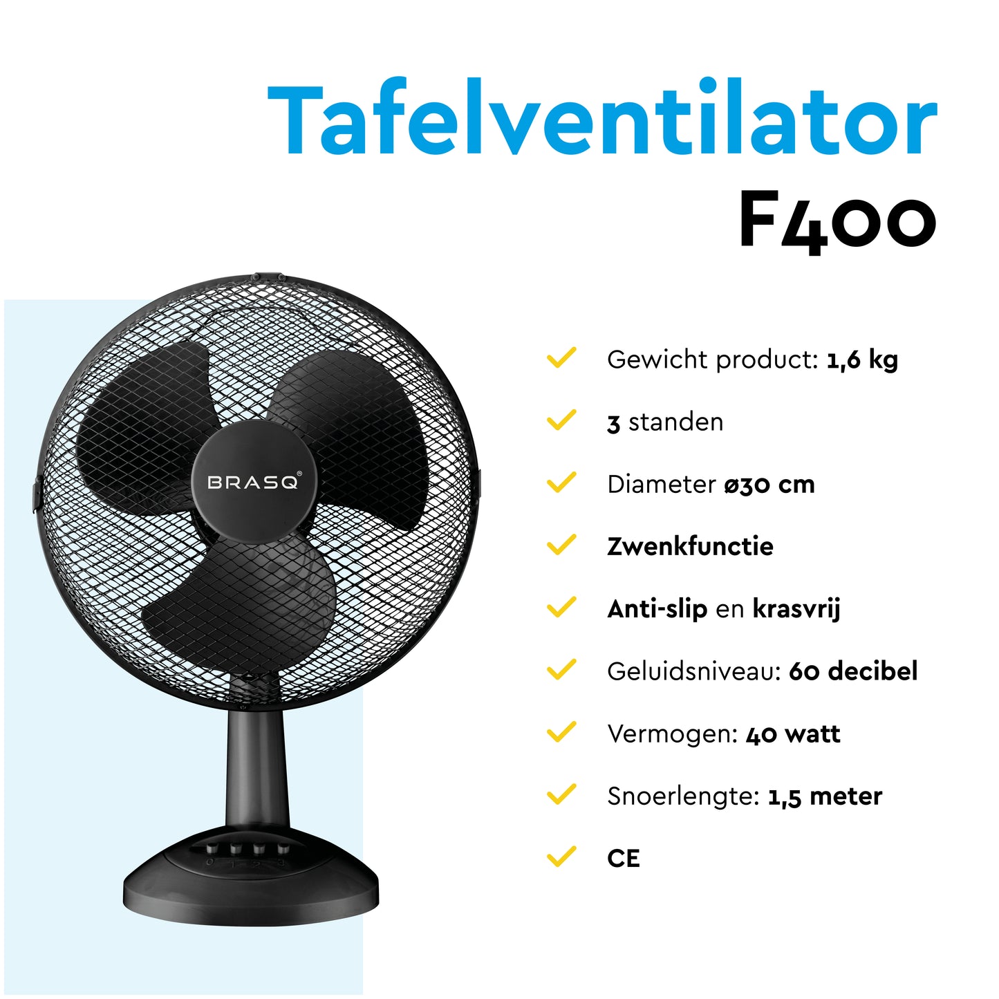 Tafelventilator BRASQ F400 Ø 30cm zwart - 8