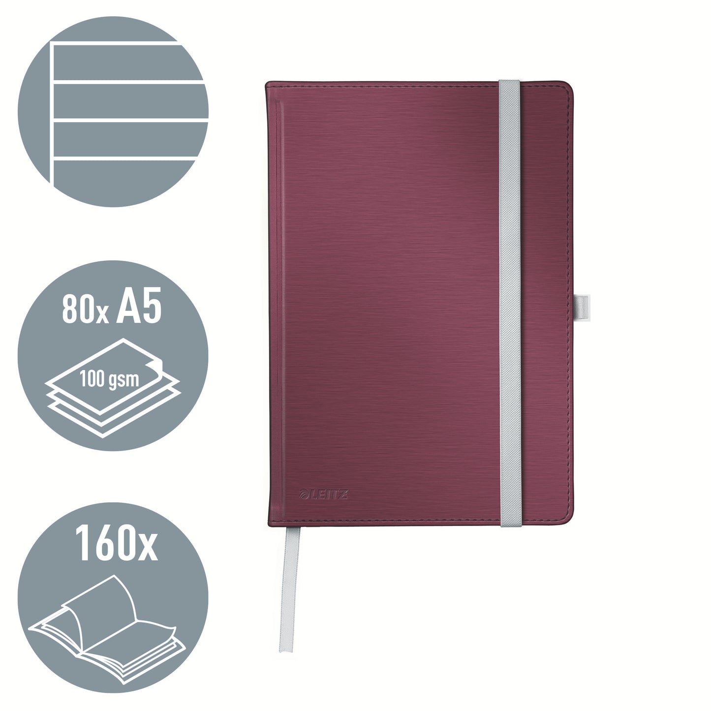 Notitieboek Leitz Style A5 160 pagina's, rood - 2