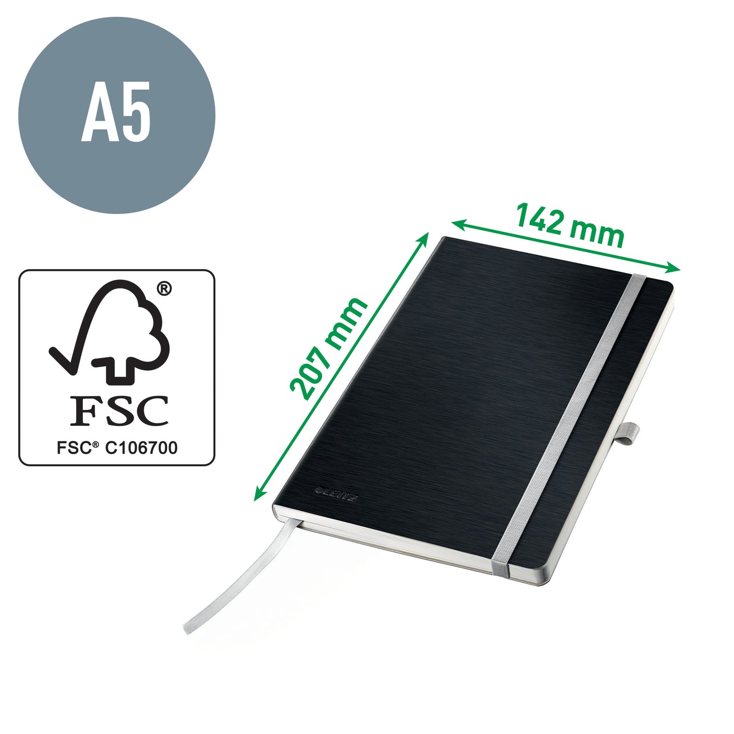 Notitieboek Leitz Style A5 160 pagina's zwart met elastieksluiting - 3