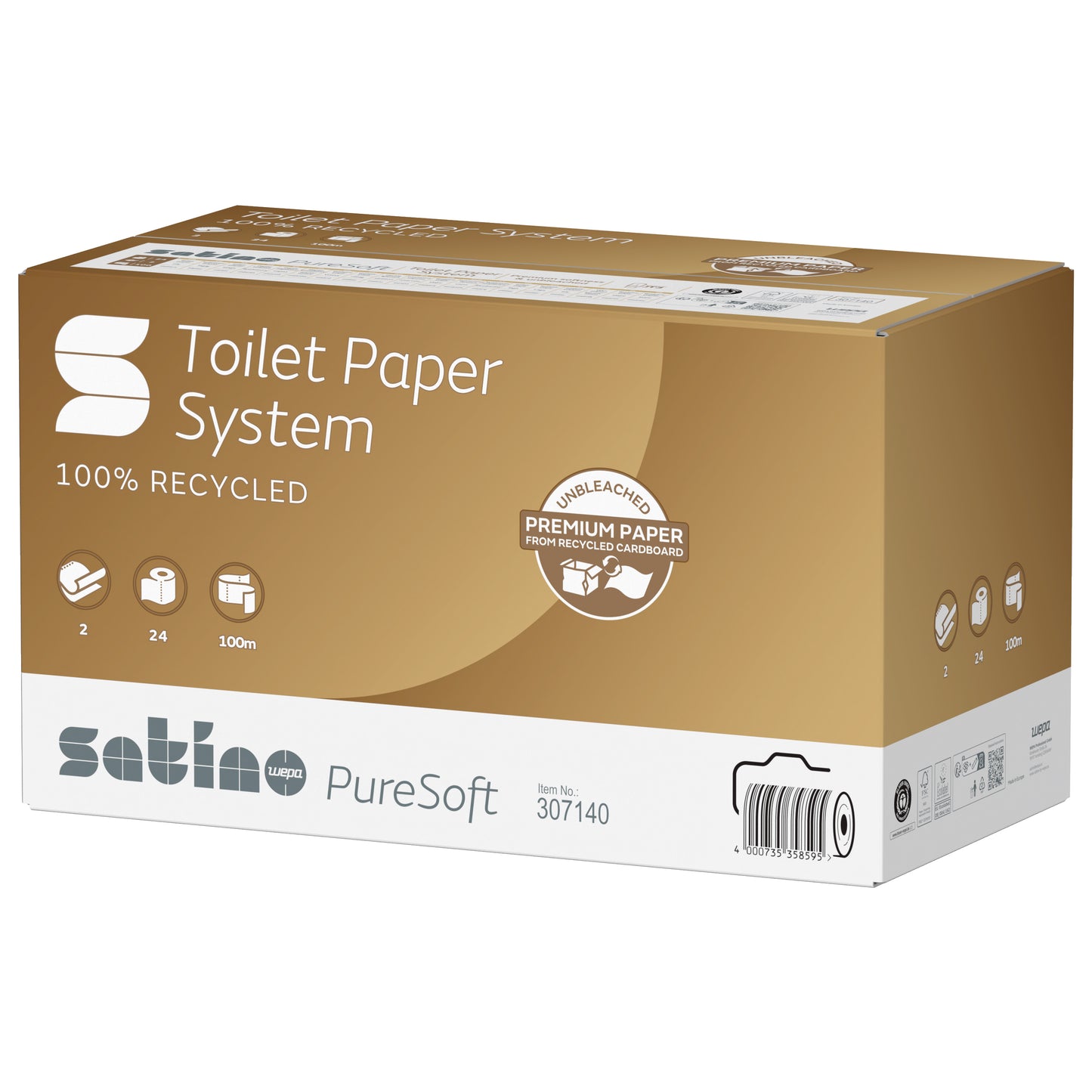 Satino JT3 systeemtoiletpapier, 2-laags, 100m, 724 vel