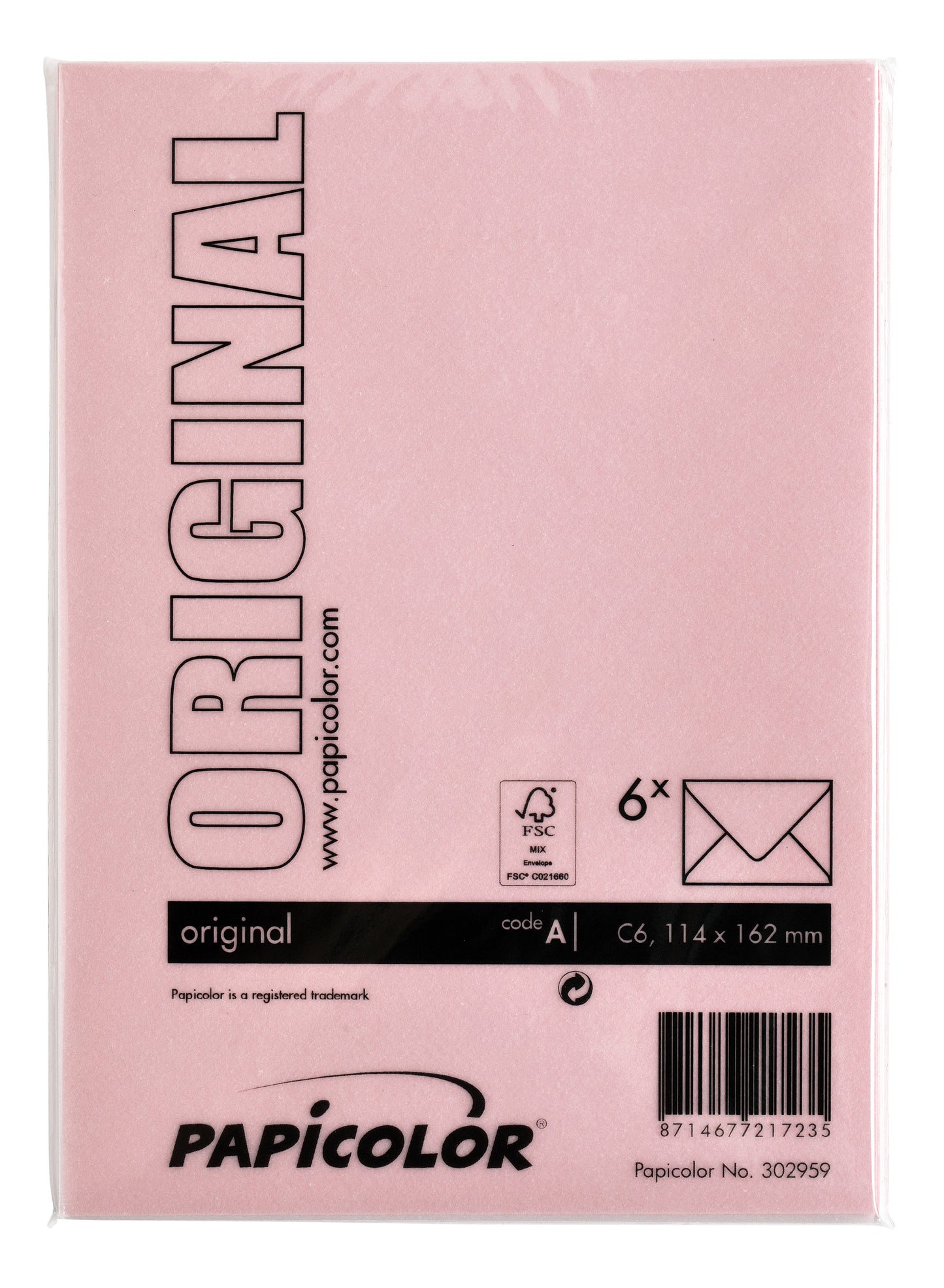 Envelop Papicolor C6 114x162mm babyroze - 2