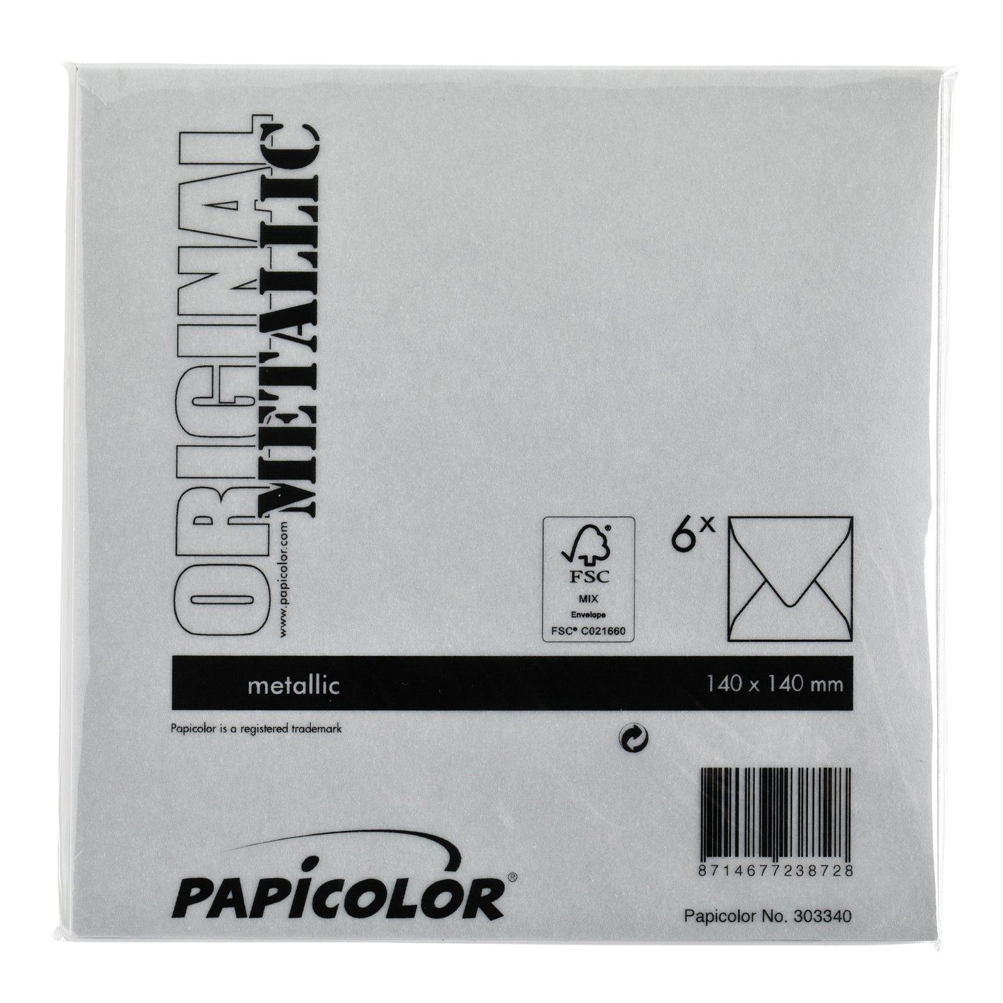 Envelop Papicolor 140x140mm metallic zilver - 3