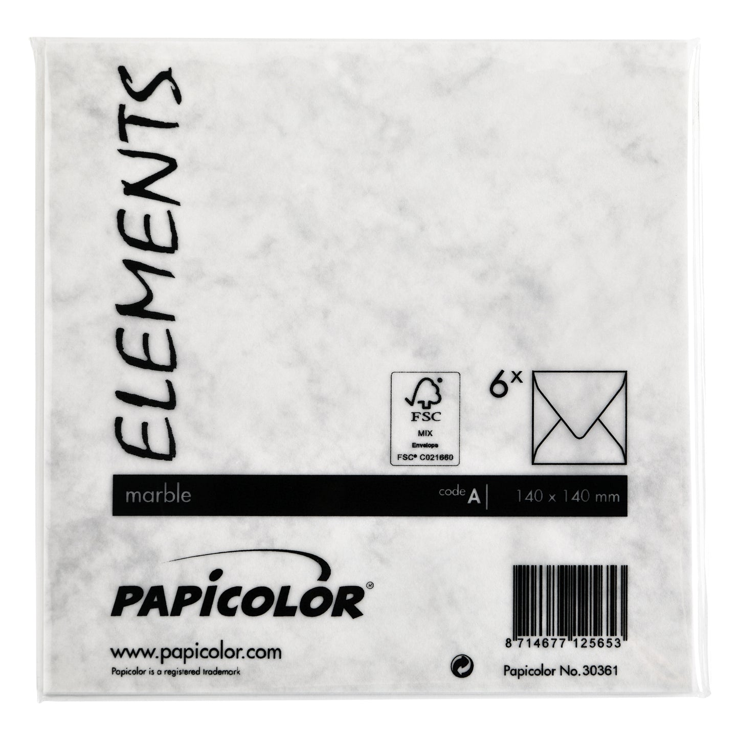 Papicolor 140x140mm marble grijs Envelop - 3