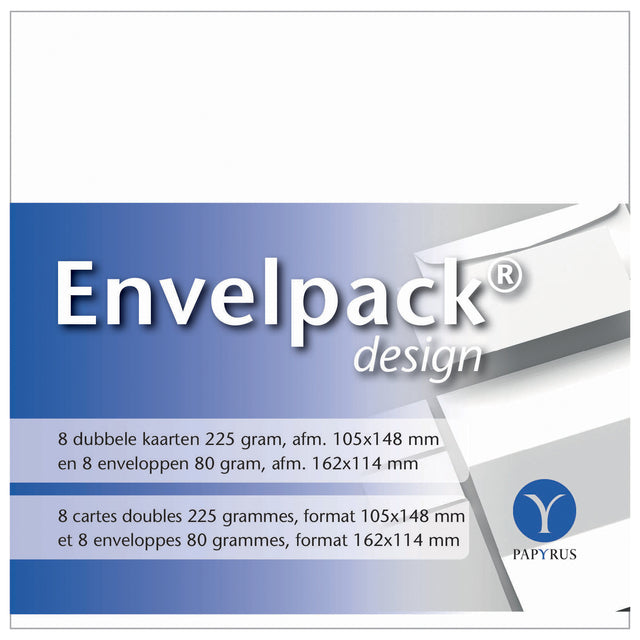Dubbele kaart Papyrus Envelpack C6 114x162mm, wit, 225g/m²