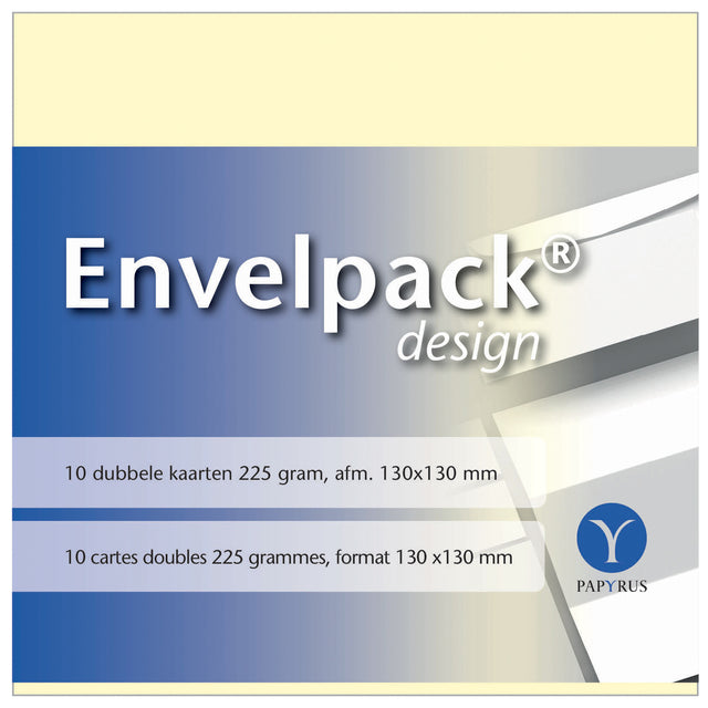 Vierkante dubbele kaart Papyrus Envelpack 130x130mm ivoor