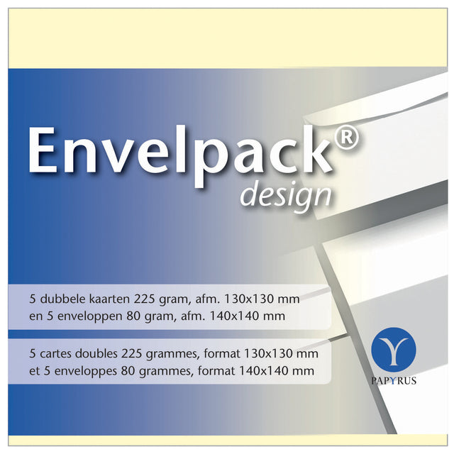 Vierkante dubbele kaart Papyrus Envelpack 140x140mm, ivoor, 225g/m²